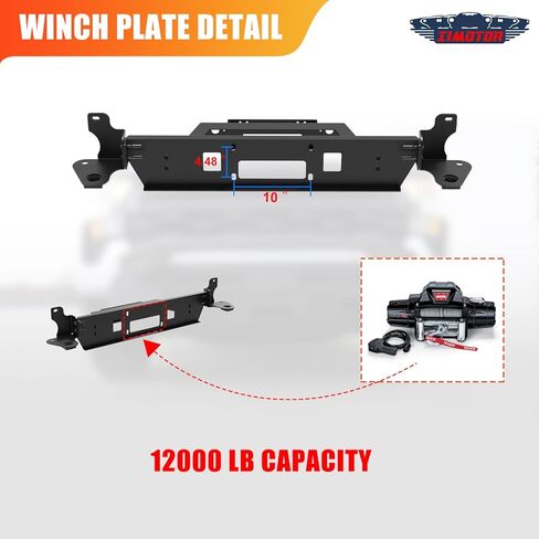 Front Hidden Winch Plate for 2019-2024 Dodge RAM 1500 [Excluded EcoDiesel, Rebel, TRX & Ram 1500 Classic Models] with Flip-up Licence Plate Mounting Bracket, Multiple Size Winches in Saudi Arabia