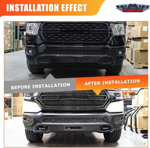 Front Hidden Winch Plate for 2019-2024 Dodge RAM 1500 [Excluded EcoDiesel, Rebel, TRX & Ram 1500 Classic Models] with Flip-up Licence Plate Mounting Bracket, Multiple Size Winches in Saudi Arabia