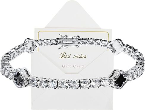 Moissanite Tennis Bracelet for Women – 925 Sterling Silver Tennis Bracelets with Cross Design,Iced Out Hand Chain Silver Tennis Braclet for Birthday, Anniversary, Graduation, Valentine's Day (White, 4mm，7in, Copper) in Saudi Arabia