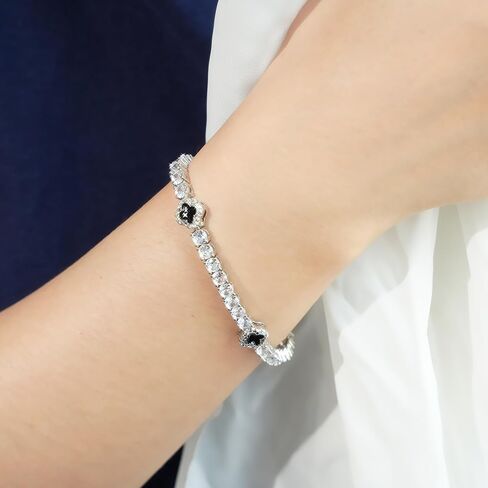 Moissanite Tennis Bracelet for Women – 925 Sterling Silver Tennis Bracelets with Cross Design,Iced Out Hand Chain Silver Tennis Braclet for Birthday, Anniversary, Graduation, Valentine's Day (White, 4mm，7in, Copper) in Saudi Arabia