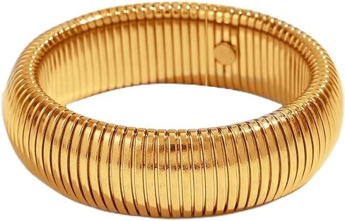 أ.د ألين ودانمي. سوار تيتانيوم مكتنز مطلي بالذهب 18 قيراط، سوار معصم مرن وواسع بطبقات على شكل ثعبان للنساء in Kuwait