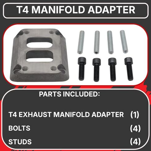 Diesel Power Source Divided T3 to T4 Turbo Flange Adapter – Cast Iron Exhaust Manifold Adapter Kit for Dodge Ram Cummins Diesel – Direct Bolt-On Performance Upgrade Turbo Conversion with Bolts & Studs in Saudi Arabia