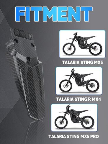 Rear Fender for Talaria Sting,Carbon Fiber Pattern Motorcycle Back Mudguard Mud Guard Protector for Electric Dirt Bike Ebike Taparia Sting MX3/Taparia Sting R MX4/Taparia Sting MX5 Pro in Kuwait
