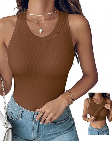 Women Tops Tank Tops with Built-in Bra for Women Sleeveless Racerback Shirts Casual Ribbed Fitted Tops in Saudi Arabia