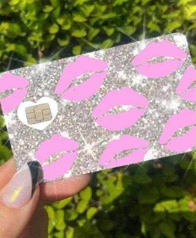 ExotixCard الملصق العاكس الأصلي Ultra Bling Debit - غطاء بطاقة الائتمان ذو الجلد اللامع القابل للإزالة وخاصة غطاء بطاقة المعلومات الخلفي الساطع قلب فضي ExotixLuv Luxury (القوس الوردي الساخن) in Kuwait