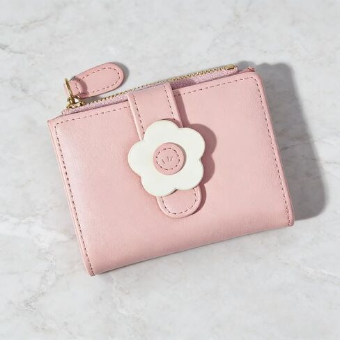 Small Wallets, Cute Flowers Snap Button Wallet with a Zipper Pocket Bifold Leather Wallet for Storing Card, Cash and Coin(Green) in Saudi Arabia