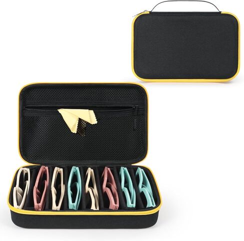 حافظة نظارات منظمة للسفر ذات هيكل صلب من النظارات الشمسية، صندوق تخزين النظارات للنظارات المتعددة مع فتحات قابلة للتعديل in Kuwait