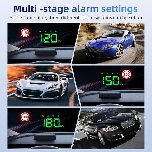 ARTILAURA عداد السرعة الرقمي للسيارة HUD Head Up Display MPH KM/H، إنذار السرعة الزائدة، بوصلة، التوصيل والتشغيل التلقائي الحساس لجميع المركبات (أخضر) in Kuwait