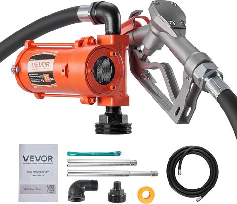 VEVOR Fuel Transfer Pump, 12V DC 15 GPM, Cast Iron Diesel Transfer Pump Kit, with Manual Nozzle, Discharge Hose, Overheat Protection, Power Cable, Explosion-Proof, for Gasoline Diesel Kerosene & More in Saudi Arabia