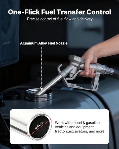 VEVOR Fuel Transfer Pump, 12V DC 15 GPM, Cast Iron Diesel Transfer Pump Kit, with Manual Nozzle, Discharge Hose, Overheat Protection, Power Cable, Explosion-Proof, for Gasoline Diesel Kerosene & More in Saudi Arabia