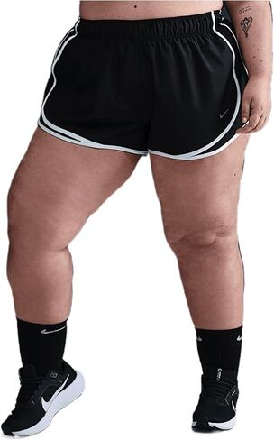 شورت الجري Nike Tempo للسيدات Dri-FIT متوسط ​​الارتفاع 3 بوصات (مقاس إضافي) (أسود/أسود/أبيض) in Kuwait