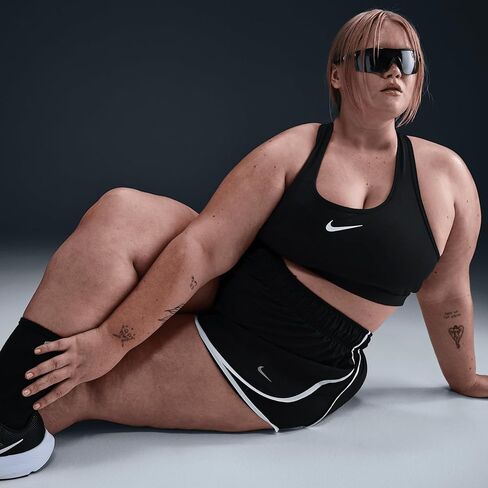 شورت الجري Nike Tempo للسيدات Dri-FIT متوسط ​​الارتفاع 3 بوصات (مقاس إضافي) (أسود/أسود/أبيض) in Kuwait