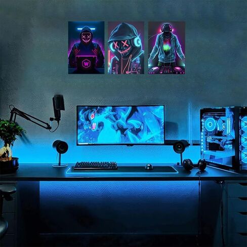 1Set/3pcs Art Deco Gamer Wall Art Prints, Unframed Canvas for Gaming Room, Home Office, Bedroom Decor, 12x18 Inches, Unframed in Saudi Arabia