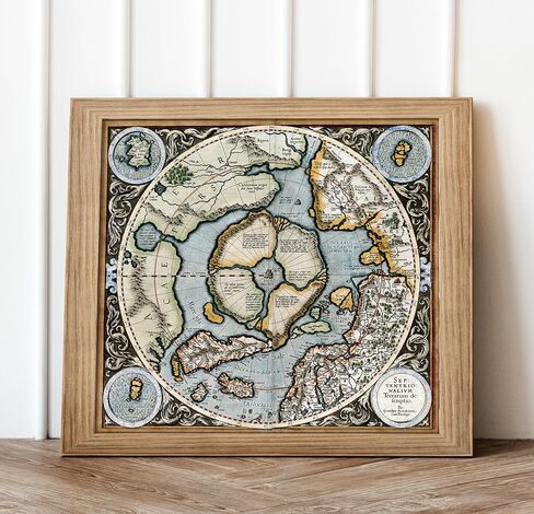 Mercators 1595 Iconic Map of the North Pole Regions - Flat Earth Print - Wall Art Poster Gift - Ancient Old Vintage Antique Look - Rolled Picture Artwork Classroom Decor Unframed (11"x12") in Saudi Arabia