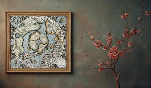Mercators 1595 Iconic Map of the North Pole Regions - Flat Earth Print - Wall Art Poster Gift - Ancient Old Vintage Antique Look - Rolled Picture Artwork Classroom Decor Unframed (11"x12") in Saudi Arabia