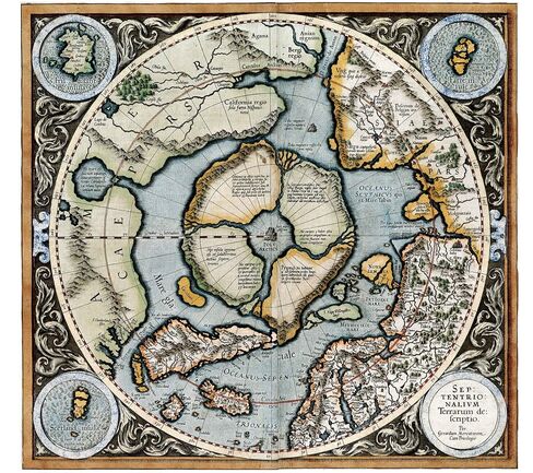 Mercators 1595 Iconic Map of the North Pole Regions - Flat Earth Print - Wall Art Poster Gift - Ancient Old Vintage Antique Look - Rolled Picture Artwork Classroom Decor Unframed (11"x12") in Saudi Arabia