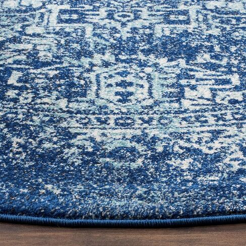SAFAVIEH Evoke Collection 2'2" x 17' Navy/Ivory EVK256A Oriental Distressed Non-Shedding Living Room Bedroom Runner Rug in Kuwait