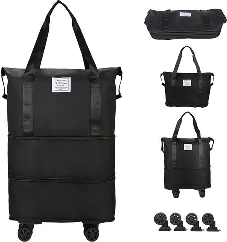 Rolling Duffle Bag with Wheels,28-58L Expandable Foldable Luggagelarge Expandable Travel rolling bag,Wheeled Travel Duffel Weekend Bags,Lightweight Carry-On Luggage for Gym, Camping, Business Trip in Saudi Arabia