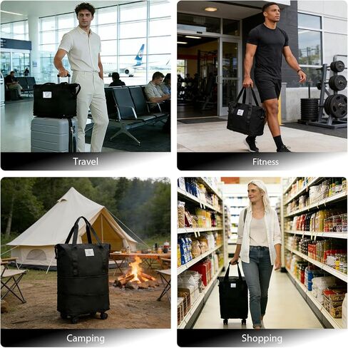 Rolling Duffle Bag with Wheels,28-58L Expandable Foldable Luggagelarge Expandable Travel rolling bag,Wheeled Travel Duffel Weekend Bags,Lightweight Carry-On Luggage for Gym, Camping, Business Trip in Saudi Arabia