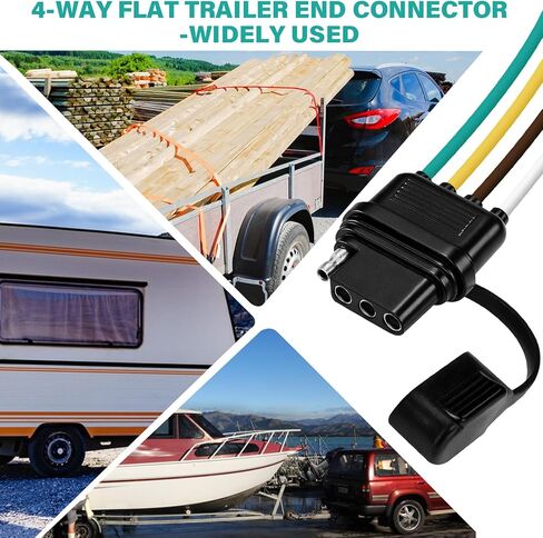 16AWG 6FT جانب السيارة 4 دبوس مقطورة الأسلاك تسخير عدة النحاس النقي الإناث 4 سلك استبدال 72 بوصة 4-طريقة موصل نهاية مقطورة مسطحة لأسلاك وصلة المقطورة - النحاس النقي in Kuwait