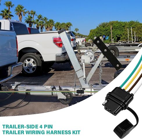 16AWG 6FT جانب السيارة 4 دبوس مقطورة الأسلاك تسخير عدة النحاس النقي الإناث 4 سلك استبدال 72 بوصة 4-طريقة موصل نهاية مقطورة مسطحة لأسلاك وصلة المقطورة - النحاس النقي in Kuwait