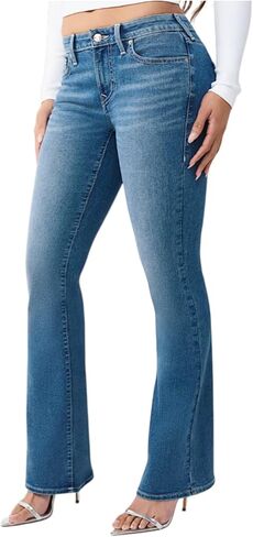 True Religion Women's Becca Mid Rise Bootcut Jean in Medium Neptune Wash 600881 in Saudi Arabia