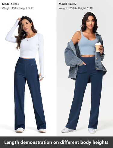 THE GYM PEOPLE Women's Wide Leg Jeans High Waisted Pull on Stretchy Baggy Basic Straight Denim Pants with Pockets in Saudi Arabia