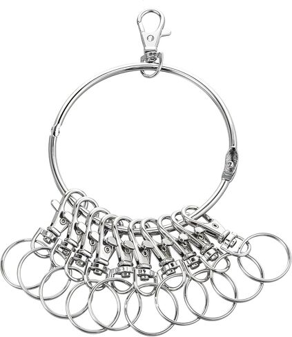 Large Key Ring Hoop,Key Ring Holder,Keys Organizer Portable Keys Management Holders with 10 Swivel Clasps Big Rings Keychain Holders Rings for Office Warehouse School Home(Silver) in Saudi Arabia