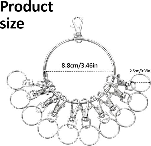 Large Key Ring Hoop,Key Ring Holder,Keys Organizer Portable Keys Management Holders with 10 Swivel Clasps Big Rings Keychain Holders Rings for Office Warehouse School Home(Silver) in Saudi Arabia