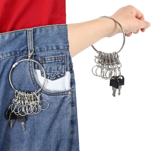 Large Key Ring Hoop,Key Ring Holder,Keys Organizer Portable Keys Management Holders with 10 Swivel Clasps Big Rings Keychain Holders Rings for Office Warehouse School Home(Silver) in Saudi Arabia