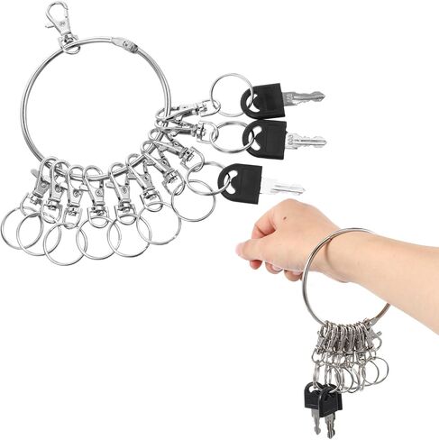 Large Key Ring Hoop,Key Ring Holder,Keys Organizer Portable Keys Management Holders with 10 Swivel Clasps Big Rings Keychain Holders Rings for Office Warehouse School Home(Silver) in Saudi Arabia