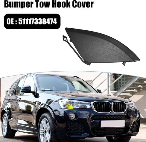 X AUTOHAUX Car Front Bumper Tow Hook Cover 51117338474 for BMW X3 28iX 35iX 28dX 28i 2015-2017 Tow Hook Eye Lid Cover Trailer Cap Black in Saudi Arabia