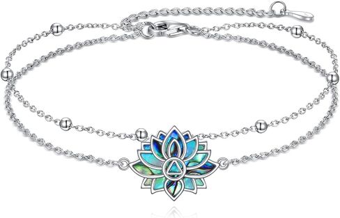 Lotus Bracelet for Women 925 Sterling Silver Lotus Layered Bracelet Yoga Jewelry Gifts in Saudi Arabia