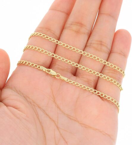 Nuragold 10k Real Yellow Gold Cuban Curb Link 2.5mm Chain Bracelet or Anklet (7"-9") Italian Jewelry for Men & Women in Saudi Arabia