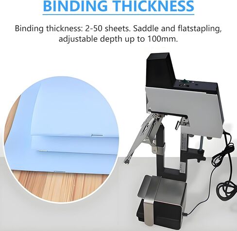 Electric Foot Pedal Book Stapler, Automatic Saddle Binding Machine, Binds 2-30 Sheets, 9 Adjustable Pressure Levels, Ideal for Schools, Offices & Publishers in Saudi Arabia