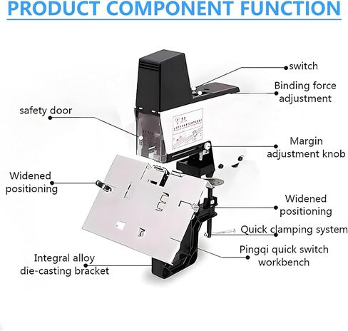Automatic Saddle Binding Machine - 106 Rapid Stapler Binder, Heavy-Duty Book Binding 1-9 Intensity Levels, Adjustable for 2-30 Sheets, Includes Foot Pedal for Easy Operation in Saudi Arabia