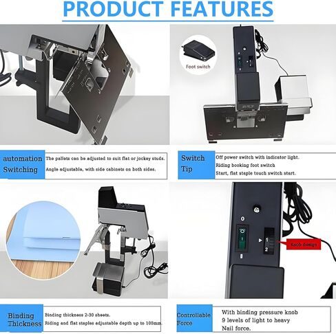 Automatic Saddle Binding Machine - 106 Rapid Stapler Binder, Heavy-Duty Book Binding 1-9 Intensity Levels, Adjustable for 2-30 Sheets, Includes Foot Pedal for Easy Operation in Saudi Arabia