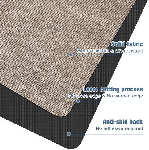 سجادة كرسي مكتب Placoot Corduroy، مقاس 35x55 بوصة، بني فاتح، قاعدة مطاطية مضادة للانزلاق للأرضيات الصلبة، سجادة مكتب من Placoot in Kuwait