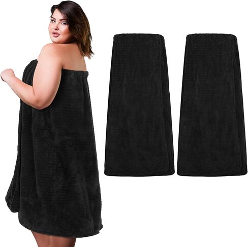 Tigeen 2 Pcs Women's Towel Wrap Lightweight Spa Robe Stripes with Adjustable Closure, Elastic Top Soft Bathrobe Spa Wrap in Saudi Arabia