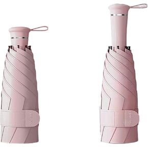 مظلة سفر صغيرة قابلة للطي مع مقبض تلسكوبي مخفي مدمج، طلاء تفلون، عامل حماية من الأشعة فوق البنفسجية 50+، حماية من الأشعة فوق البنفسجية، صغيرة الحجم وخفيفة الوزن، تصميم 6 أضلاع، صغير، للشمس/المطر، للنساء/ الأطفال/الفتيات، حقيبة ظهر للسيارة in Kuwait