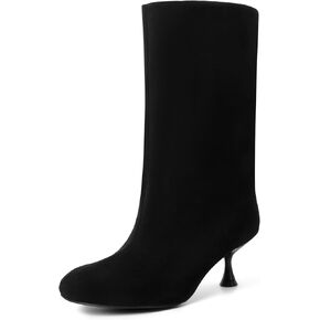 vivianly Women's Mid Calf Wide Calf Boots Suede Kitten Heel Slip-on Booties & Ankle Boots Comfortable Close Toe Short Boots for Formal Daily Wear in Kuwait
