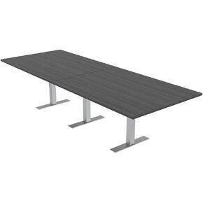 SKUTCHI DESIGNS INC. 12 Person Rectangle Conference Table with Matte Black Metal T-Base | Scratch-Resistant Laminate | Harmony Series Modular Meeting Tables for Office and Homes | Black Cypress - 12' in Kuwait