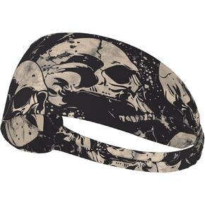 Grunge Skull Elastic Exercise Headband For Women&Men,Wide Headbands For Women Athletic Sweatbands - Fashion Elastic Sports Hair Band For Yoga Fitness in Kuwait