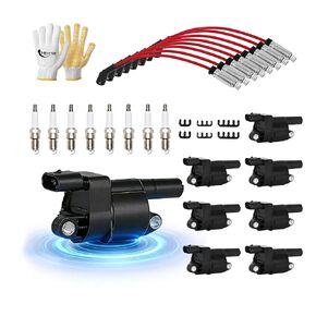 8PCS UF414 Round Ignition Coils Pack Iridium Spark Plugs 748UU Spark Plug Wire Set Compatible with Chevrolet Avalanche Corvette Express Silverado 1500 2500 3500 Impala GMC Escalade for C1512 D514A in Kuwait