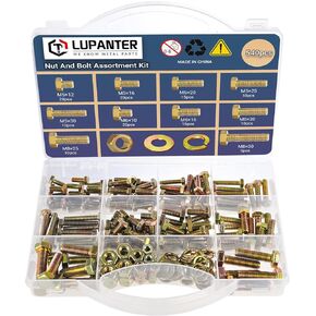 615 قطعة من البراغي والصواميل من الدرجة 8، مجموعة متنوعة من البراغي والصواميل 1/4-20 5/16-18 3/8-16 UNC، مجموعة متنوعة من البراغي والصواميل، بما في ذلك غسالات البراغي والصواميل 15 مقاسًا، الطول 1/2 بوصة إلى 2 بوصة in Kuwait