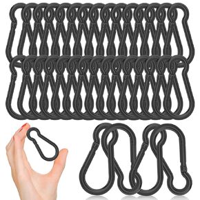 30PCS 3" Black Heavy Duty Spring Snap Hook, M8 5/16" Galvanized Steel Snap Hook Carabiner Quick Link Carabiner Clip, 500LBS Holding Capacity Quick Link Keychain for Swing Hammock Gym Outdoor in Kuwait