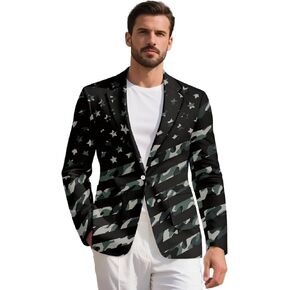 TOADDITDO Suit Jacket for Men Casual American Flag Print Lightweight One Button Blazer with 2 Side Pockets in Kuwait