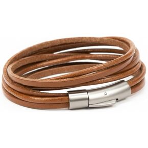 سوار من جلد البقر الأصلي من Leporem، خيوط متعددة الطبقات باللون الأسود والبني مع مشبك قفل من الفولاذ المقاوم للصدأ in Kuwait