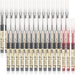30 قلم كرة دوارة 0.5 مم، أقلام كرة دوارة سائلة 27 قلم أسود و3 أحمر، أقلام دقيقة سريعة الجفاف، أقلام كتابة ناعمة بالحبر السائل للمكتب والمنزل in Kuwait