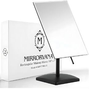 MIRRORVANA Large Free Standing Mirror - Frameless, Gold-Plated, Beveled Design for Desk, Retail Counter, Bathroom and Vanity Dressing Table (9.8" x 7") in Kuwait